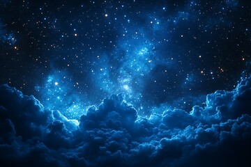Obraz premium Starry Night Sky Above Dreamy Cloudscape.