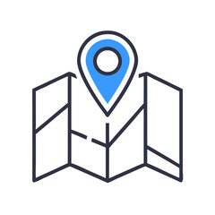 Map with Pin Representing Navigation or Location Icon Design © MdDelowar