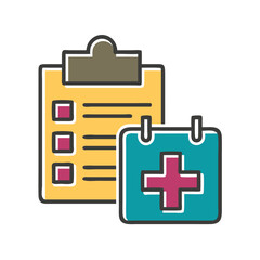 Obraz premium Medical Appointment Icon with Checklist and Calendar 