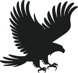 Aggressive Eagle Silhouette Vector with Wings Spread and Talons Ready