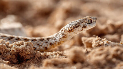 Naklejka premium Peringuey's Viper, a venomous snake from the sand desert of Namibia. A small viper in its natural habitat