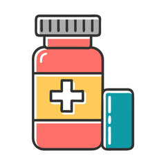 Obraz premium Prescription bottle with a capsule on a transparent background 