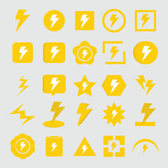 lightning icon collection with modern shapes