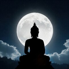 Gautam Buddha HD Wallpaper Background 4K | Buddha Purnima Poster | Buddha Drawing with Colour – Peaceful Meditation, Sketch Art, Digital Poster with Buddha Quotes & Full Moon Night Scenes
