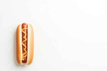 minimalistic hot dog isolated on white background with ample copy space