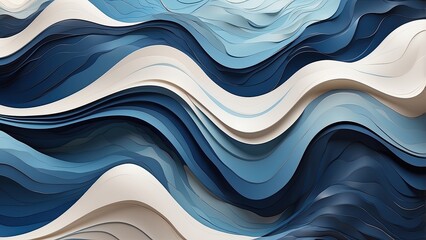 Abstract image featuring flowing, undulating curves in varying shades of blue