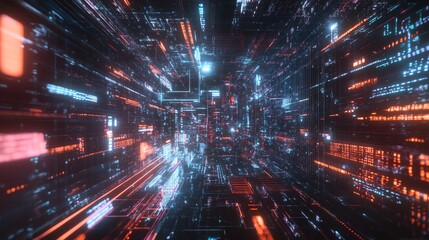 Digital brain hologram with interactive data visualizations and glowing lines, set against a futuristic technology backdrop, symbolizing the future of AI and neural networks