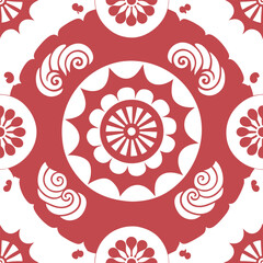 Ornamental round lace pattern vector design featuring a floral seamless mandala element on a decorative background