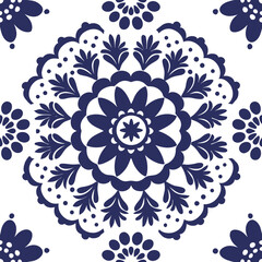Seamless floral pattern with ornate mandala design vector