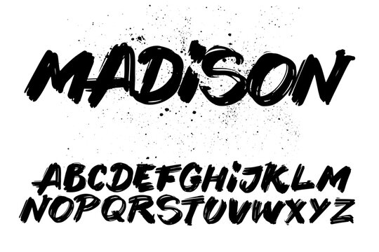 Hand drawn textured brush strokes vector letters. Grungy brush style artistic font for your design and creative typography projects. Vintage retro typeface with grunge effect and splatter details.