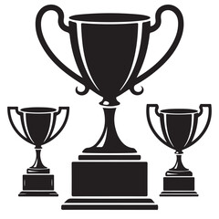trophy cup black vector silhouettes, award cup, champion trophy Trophy cup silhouette set