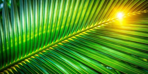 Obraz premium Closeup Drone Shot of a Vibrant Coconut Palm Leaf A Tropical Oasis Captured in Stunning Detail