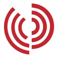 Abstract Red Concentric Rings for Modern Branding, on White Background