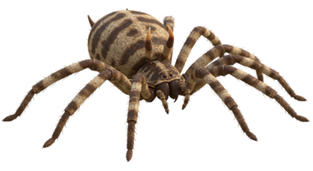 Isolated Striped Spider with Horns