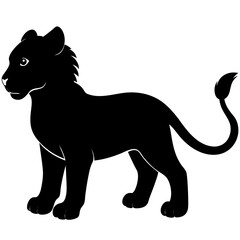baby lion sillhouette vector illustration