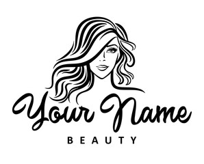 Elegant Beauty Salon Logo with Woman's Face and Hair