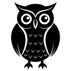 owl on white background silhouette vector illustrarion