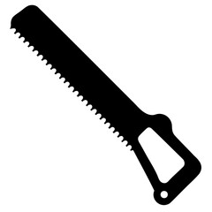 Isolated circular saw blade on transparent background with sharp metal edge and black handle