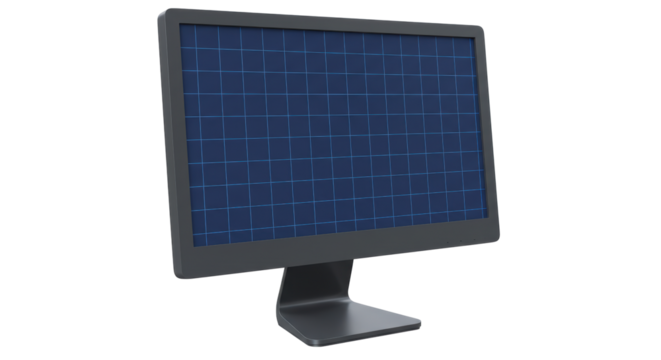 Isolated Monitor Displaying Grid Pattern for Design