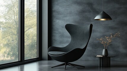 Modern lounge chair in dark room
