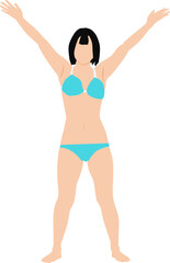 ポーズをとる水着を着た女性のイラスト	
