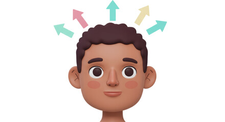 Isolated Cartoon Character with Arrows