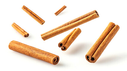 Top-Down Shot of Natural Cinnamon Sticks – Minimalist White Background 