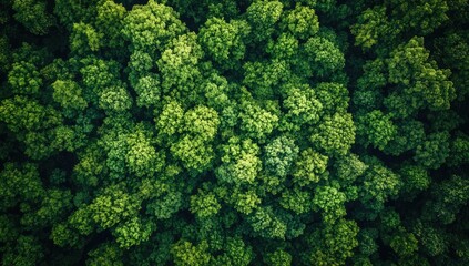 Fototapeta premium Dense forest canopy from above. Lush green trees