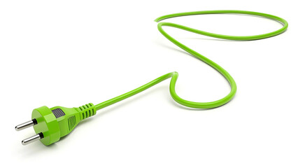 Neon Green Electrical Plug - Eco Energy Concept Isolated on White