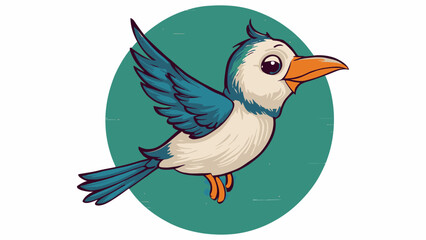 Obraz premium Playful Cartoon Bird Flying with a Whimsical Expression and Bouncing Energy 