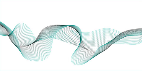 Vector abstract colorful blue shiny moving flowing wave lines on transparent background. Design element for technology. Banner, music or modern concept.