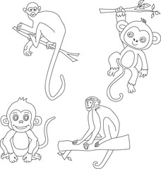 Monkey Clipart Set: Hand-drawn Monkey Illustrations: Doodle Cartoon Monkeys for Crafters, Designers, and DIY Lovers.