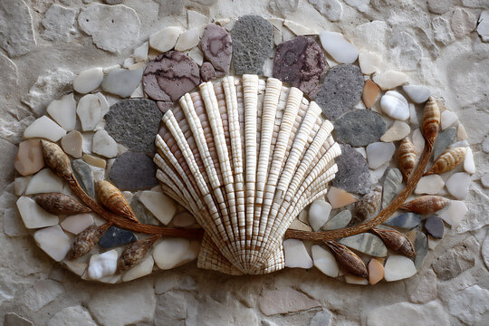 name: assembled seashell mosaic