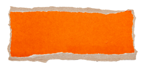 A piece of orange torn and crumpled paper on a white background. brown paper, carton