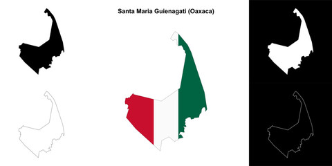 Santa Maria Guienagati municipality (Oaxaca) outline map set