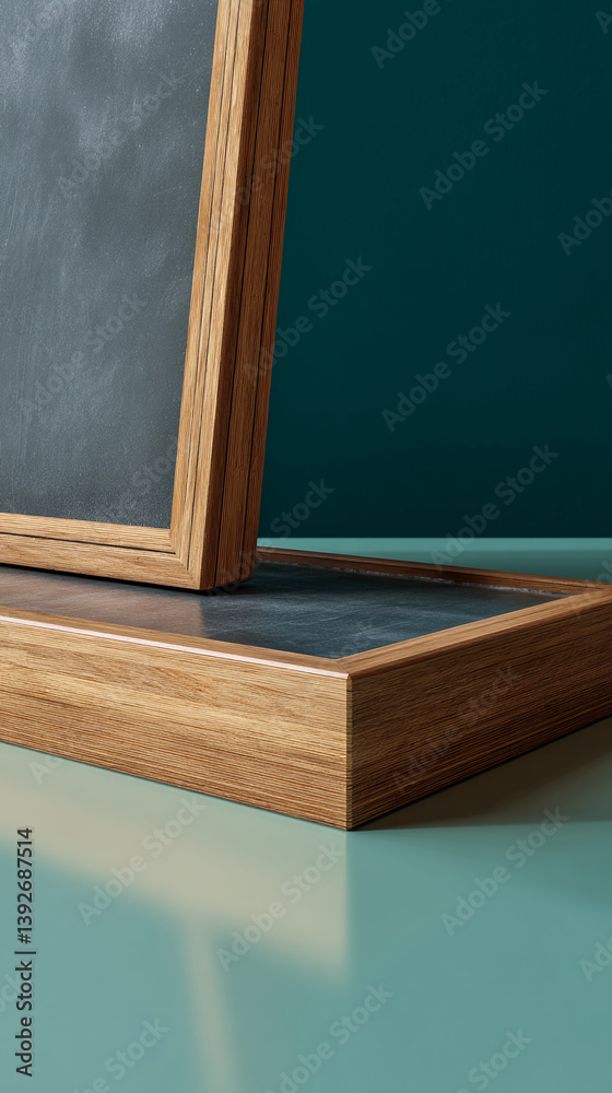 Poster wooden frame with dark gray slate insert, showcasing a minimalist design aesthetic suitable for pres