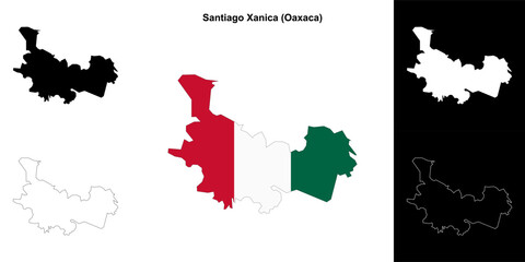 Santiago Xanica municipality (Oaxaca) outline map set