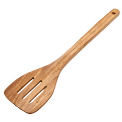 Wooden cooking spatula isolated on transparent background
