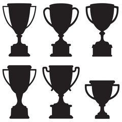 trophy cup black vector silhouettes, award cup, champion trophy Trophy cup silhouette set	