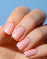 Elegant nail art with soft periwinkle gradient on manicured hands