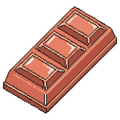 Pixelated Chocolate Candy Bar on Transparent Background Pixel Art Treat Retro