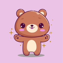 Cute Bear cartoon hand drawn style