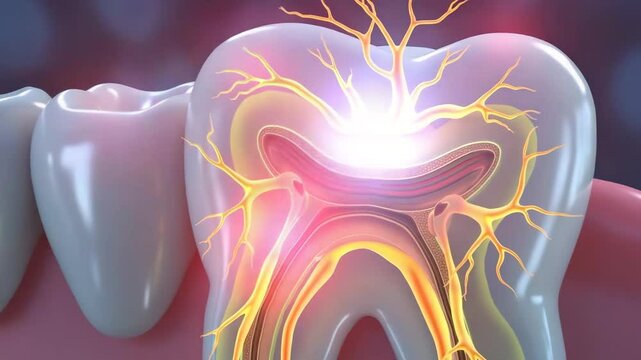 Nerve endings inside tooth reacting to hot/cold stimulus