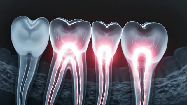 X-ray of infected root canal with inflammation highlighted