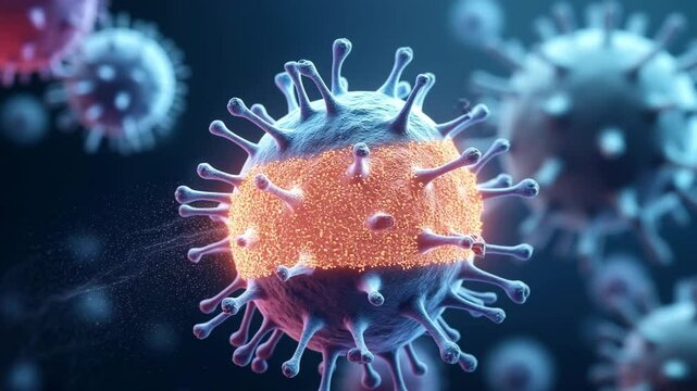 White blood cell attacking bacteria in bloodstream, step-by-step immune response
