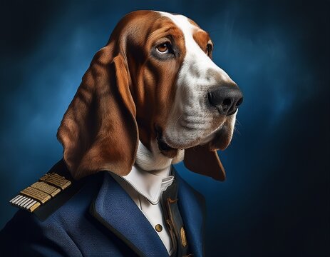 Basset Hound Hybrid im Admiral Jackett