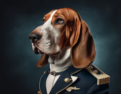 Basset Hound Hybrid im Admiral Jackett