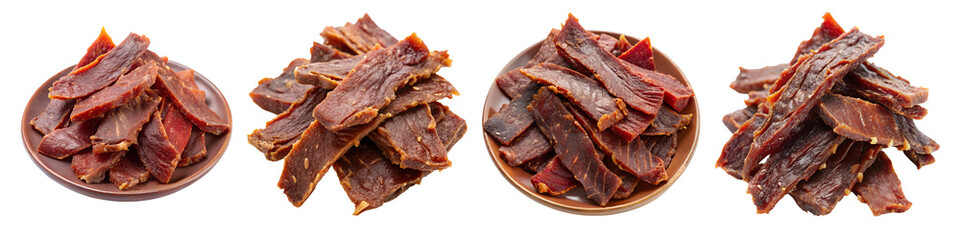 Beef jerky isolated on a transparent background.