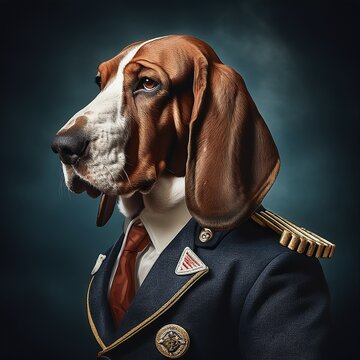 Basset Hound Hybrid im Admiral Jackett