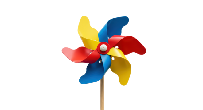 Isolated Colorful Pinwheel Spinning in the Wind for Fun and Games